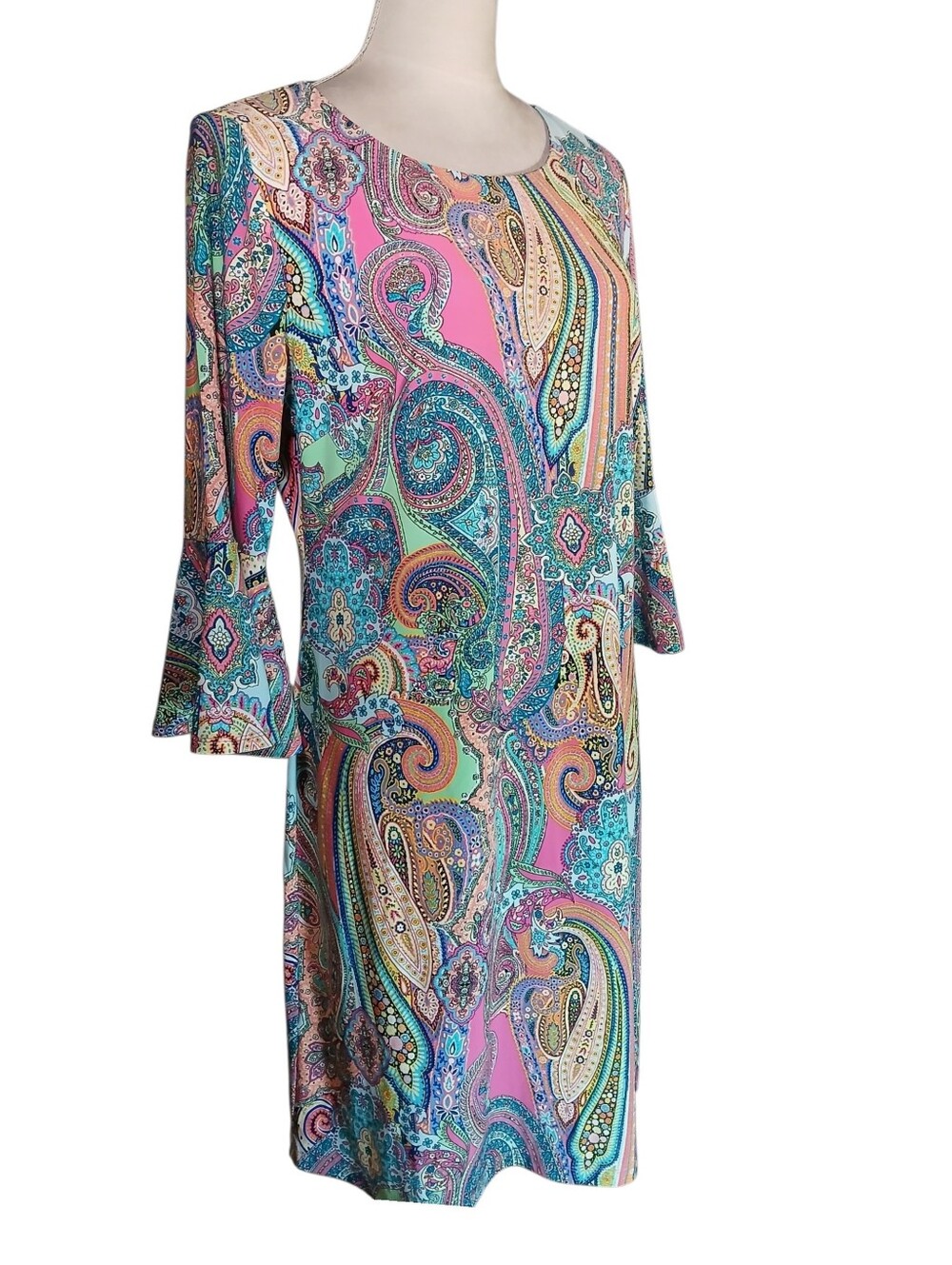 Tommy Hilfiger Figure Flattering Midi Dress Colorful Paisley Print Sz 12 - Picture 3 of 9